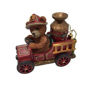 Russ Berrie Bears From The Past Fire Engine Firefighter Figurine Collectible
